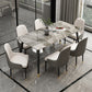 Modern Sintered Stone Dining Set with Rectangle Tabale and Metal Base Dining Set Clearhalo 'Dining Room Sets' 'Dining Tables & Seating' 'dining_room_set' 'furn' 'furn_dining_room_set' 'Furniture' 'furniture_dining_room_set' 'Kitchen & Dining Furniture' 'kitchen&dining_furn' 'kitchen' 3407488