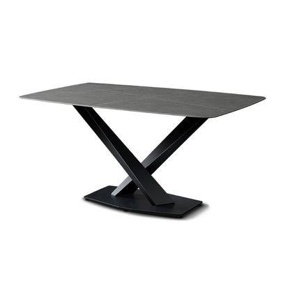 Modern Sintered Stone Gray Dining Set with Rectangle Tabale and Metal Base Dining Set Table Only Clearhalo 'Dining Room Sets' 'Dining Tables & Seating' 'dining_room_set' 'furn' 'furn_dining_room_set' 'Furniture' 'furniture_dining_room_set' 'Kitchen & Dining Furniture' 'kitchen&dining_furn' 'kitchen' 3407493