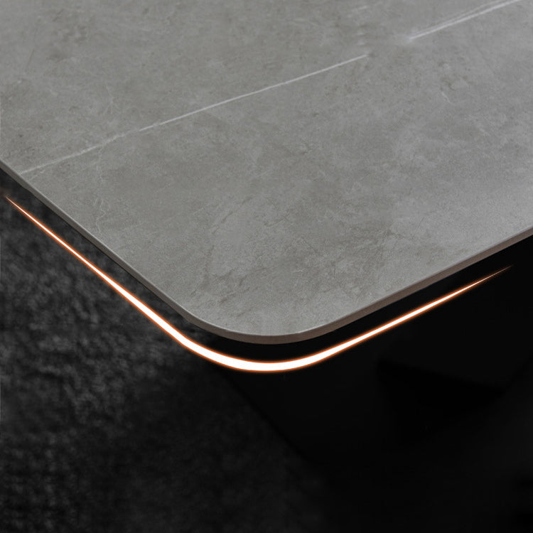 Modern Sintered Stone Gray Dining Set with Rectangle Tabale and Metal Base Dining Set Clearhalo 'Dining Room Sets' 'Dining Tables & Seating' 'dining_room_set' 'furn' 'furn_dining_room_set' 'Furniture' 'furniture_dining_room_set' 'Kitchen & Dining Furniture' 'kitchen&dining_furn' 'kitchen' 3407494