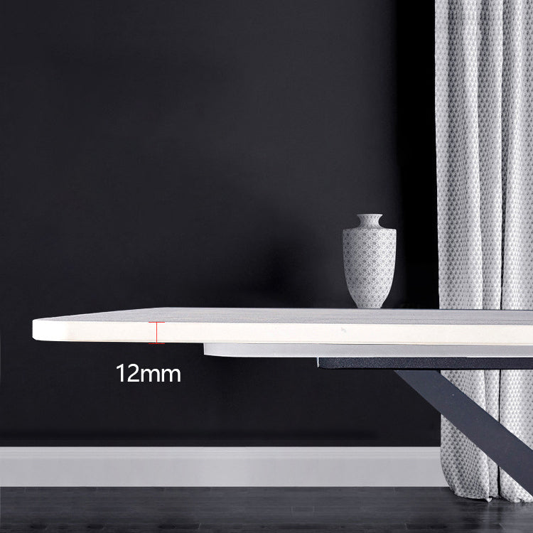 Modern Sintered Stone Gray Dining Set with Rectangle Tabale and Metal Base Dining Set Clearhalo 'Dining Room Sets' 'Dining Tables & Seating' 'dining_room_set' 'furn' 'furn_dining_room_set' 'Furniture' 'furniture_dining_room_set' 'Kitchen & Dining Furniture' 'kitchen&dining_furn' 'kitchen' 3407495