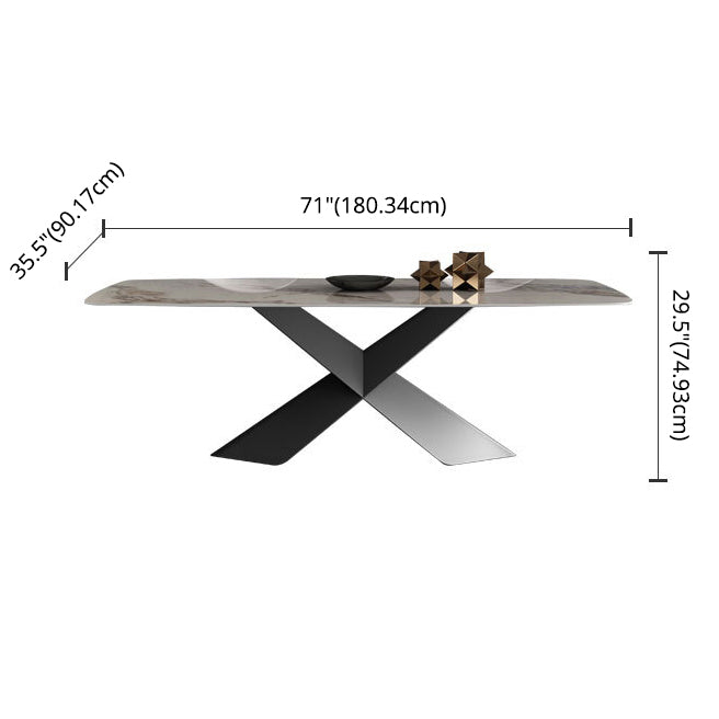 Modern Sintered Stone Dining Set with Rectangle Tabale and Metal Base Dining Room Furniture Set Clearhalo 'Dining Room Sets' 'Dining Tables & Seating' 'dining_room_set' 'furn' 'furn_dining_room_set' 'Furniture' 'furniture_dining_room_set' 'Kitchen & Dining Furniture' 'kitchen&dining_furn' 'kitchen' 3407527
