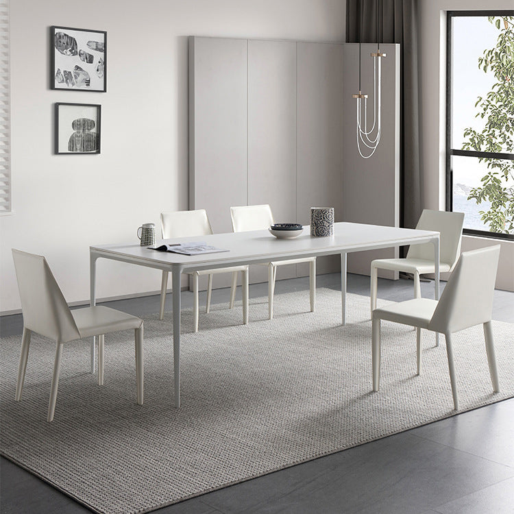 Modern Sintered Stone Rectangle Dining Set White Home Use Dining Room Furniture Set Clearhalo 'Dining Room Sets' 'Dining Tables & Seating' 'dining_room_set' 'furn' 'furn_dining_room_set' 'Furniture' 'furniture_dining_room_set' 'Kitchen & Dining Furniture' 'kitchen&dining_furn' 'kitchen' 3407533