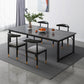 Modern Style Kitchen Rectangle Shape Dining Set Sintered Stone Standard Dining Set in Black with 4 Chairs Clearhalo 'Dining Room Sets' 'Dining Tables & Seating' 'dining_room_set' 'furn' 'furn_dining_room_set' 'Furniture' 'furniture_dining_room_set' 'Kitchen & Dining Furniture' 'kitchen&dining_furn' 'kitchen' 3407577