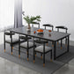 Modern Style Kitchen Rectangle Shape Dining Set Sintered Stone Standard Dining Set in Black Clearhalo 'Dining Room Sets' 'Dining Tables & Seating' 'dining_room_set' 'furn' 'furn_dining_room_set' 'Furniture' 'furniture_dining_room_set' 'Kitchen & Dining Furniture' 'kitchen&dining_furn' 'kitchen' 3407579