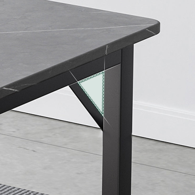 Modern Style Kitchen Rectangle Shape Dining Set Sintered Stone Standard Dining Set in Black Clearhalo 'Dining Room Sets' 'Dining Tables & Seating' 'dining_room_set' 'furn' 'furn_dining_room_set' 'Furniture' 'furniture_dining_room_set' 'Kitchen & Dining Furniture' 'kitchen&dining_furn' 'kitchen' 3407584