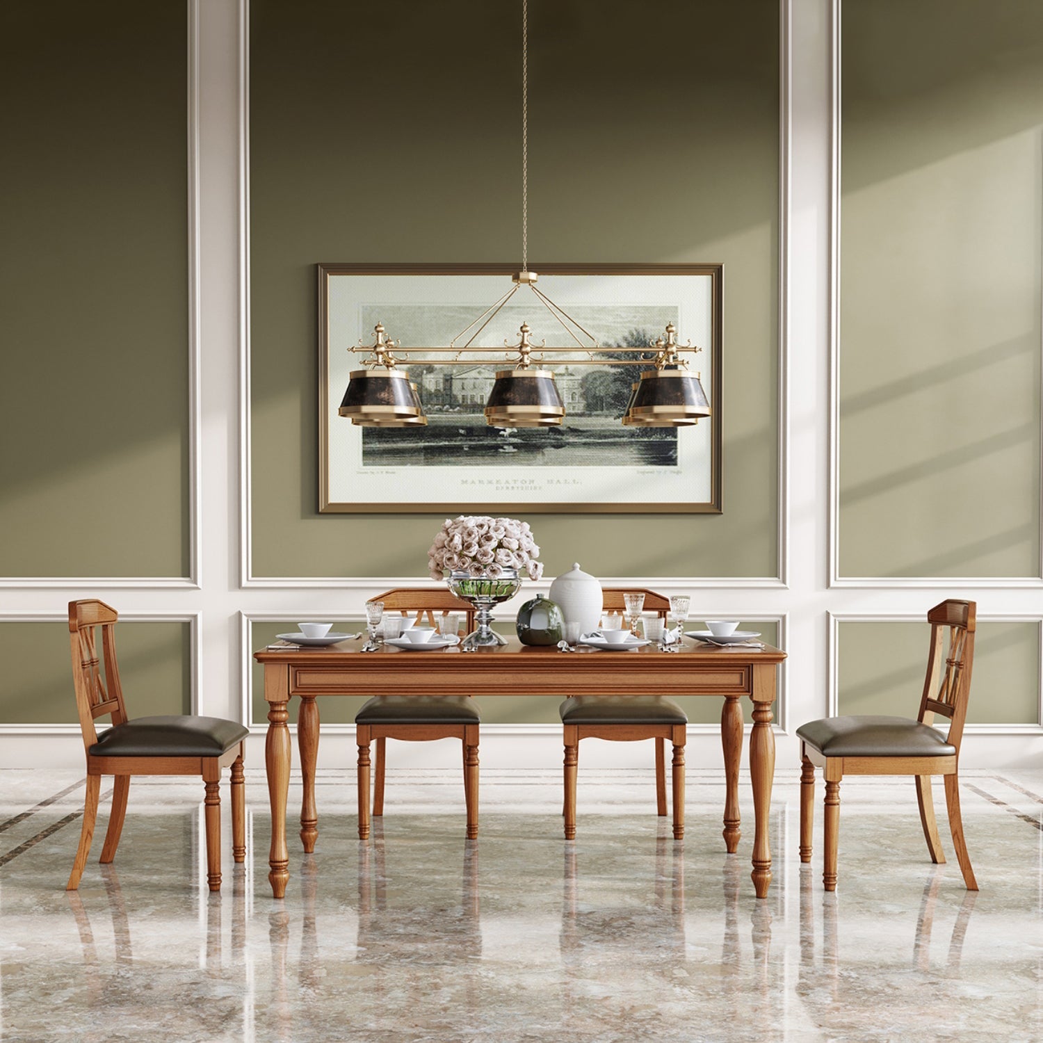 Traditional Solid Wood Dining Set Standard Height with Rectangle Top Dining¬†Room¬†Set Clearhalo 'Dining Room Sets' 'Dining Tables & Seating' 'dining_room_set' 'furn' 'furn_dining_room_set' 'Furniture' 'furniture_dining_room_set' 'Kitchen & Dining Furniture' 'kitchen&dining_furn' 'kitchen' 3407595