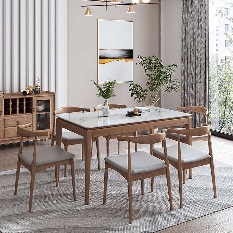 Modern Sintered Stone Standard Dining Set Rectangle Table White Dining Set With 4 Legs Base Clearhalo 'Dining Room Sets' 'Dining Tables & Seating' 'dining_room_set' 'furn' 'furn_dining_room_set' 'Furniture' 'furniture_dining_room_set' 'Kitchen & Dining Furniture' 'kitchen&dining_furn' 'kitchen' 3409169