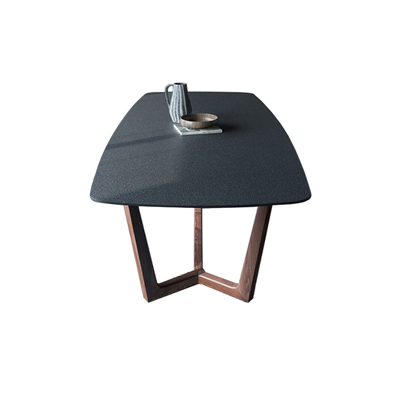 Modern Sintered Stone Dining Table Set Rectangular Dining Table with Solid Wood Base 55.1"L x 31.5"W x 29.5"H Table Only Clearhalo 'Dining Room Sets' 'Dining Tables & Seating' 'dining_room_set' 'furn' 'furn_dining_room_set' 'Furniture' 'furniture_dining_room_set' 'Kitchen & Dining Furniture' 'kitchen&dining_furn' 'kitchen' 3409185