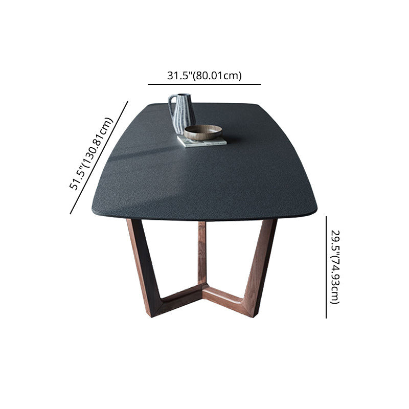 Modern Sintered Stone Dining Table Set Rectangular Dining Table with Solid Wood Base Clearhalo 'Dining Room Sets' 'Dining Tables & Seating' 'dining_room_set' 'furn' 'furn_dining_room_set' 'Furniture' 'furniture_dining_room_set' 'Kitchen & Dining Furniture' 'kitchen&dining_furn' 'kitchen' 3409187