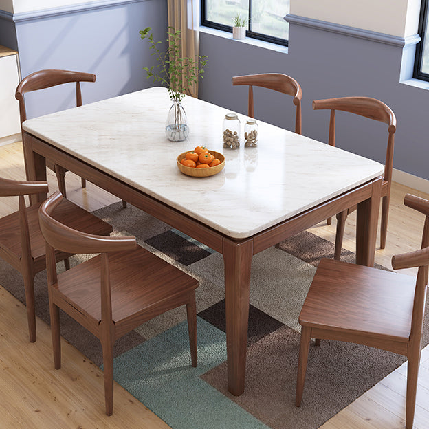 Scandinavian Solid Wood Base Dining Table Rectangle Formal Dinette Set for Home Clearhalo 'Dining Room Sets' 'Dining Tables & Seating' 'dining_room_set' 'furn' 'furn_dining_room_set' 'Furniture' 'furniture_dining_room_set' 'Kitchen & Dining Furniture' 'kitchen&dining_furn' 'kitchen' 3409195