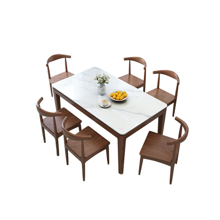 Scandinavian Solid Wood Base Dining Table Rectangle Formal Dinette Set for Home Clearhalo 'Dining Room Sets' 'Dining Tables & Seating' 'dining_room_set' 'furn' 'furn_dining_room_set' 'Furniture' 'furniture_dining_room_set' 'Kitchen & Dining Furniture' 'kitchen&dining_furn' 'kitchen' 3409197