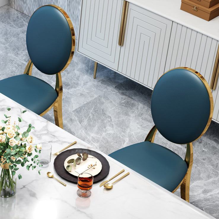 Modern Style Marble Table with White Table and Gold Trestle Base for Home Use Clearhalo 'Dining Room Sets' 'Dining Tables & Seating' 'dining_room_set' 'furn' 'furn_dining_room_set' 'Furniture' 'furniture_dining_room_set' 'Kitchen & Dining Furniture' 'kitchen&dining_furn' 'kitchen' 3409213