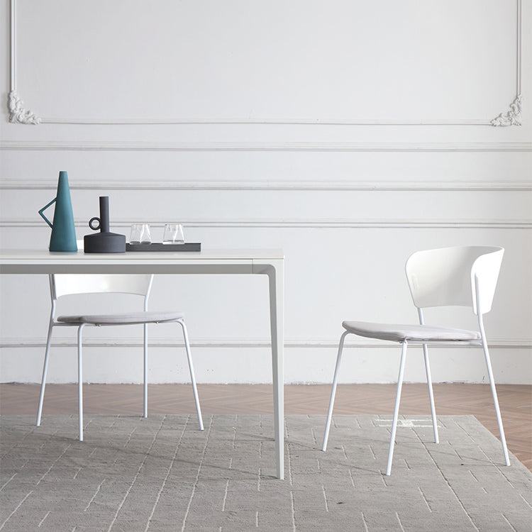 Modern Sintered Stone White Dining Set with Rectangle Tabale and Metal Base Dining Room Set Clearhalo 'Dining Room Sets' 'Dining Tables & Seating' 'dining_room_set' 'furn' 'furn_dining_room_set' 'Furniture' 'furniture_dining_room_set' 'Kitchen & Dining Furniture' 'kitchen&dining_furn' 'kitchen' 3409223