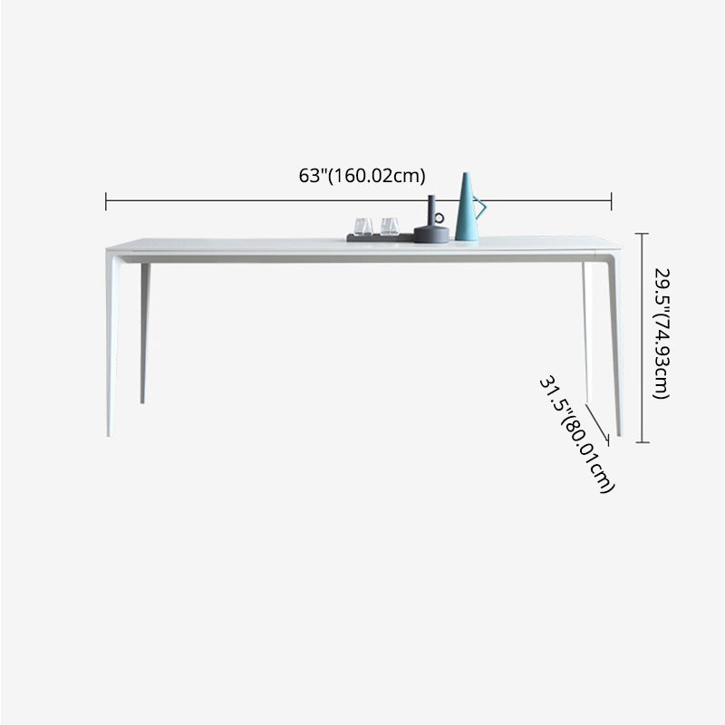 Modern Sintered Stone White Dining Set with Rectangle Tabale and Metal Base Dining Room Set Clearhalo 'Dining Room Sets' 'Dining Tables & Seating' 'dining_room_set' 'furn' 'furn_dining_room_set' 'Furniture' 'furniture_dining_room_set' 'Kitchen & Dining Furniture' 'kitchen&dining_furn' 'kitchen' 3409230
