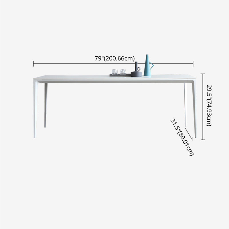 Modern Sintered Stone White Dining Set with Rectangle Tabale and Metal Base Dining Room Set Clearhalo 'Dining Room Sets' 'Dining Tables & Seating' 'dining_room_set' 'furn' 'furn_dining_room_set' 'Furniture' 'furniture_dining_room_set' 'Kitchen & Dining Furniture' 'kitchen&dining_furn' 'kitchen' 3409232
