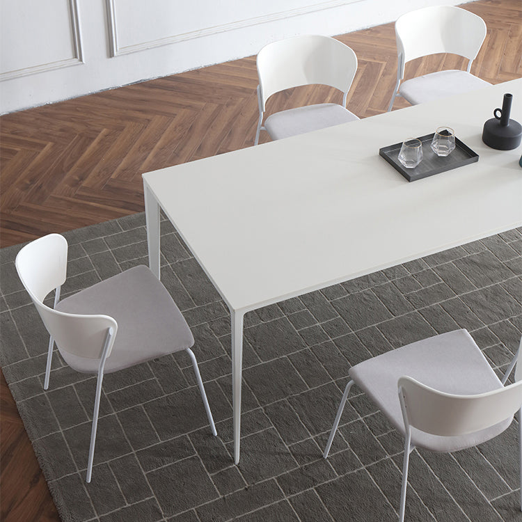 Modern Sintered Stone White Dining Set with Rectangle Tabale and Metal Base Dining Room Set Clearhalo 'Dining Room Sets' 'Dining Tables & Seating' 'dining_room_set' 'furn' 'furn_dining_room_set' 'Furniture' 'furniture_dining_room_set' 'Kitchen & Dining Furniture' 'kitchen&dining_furn' 'kitchen' 3409237