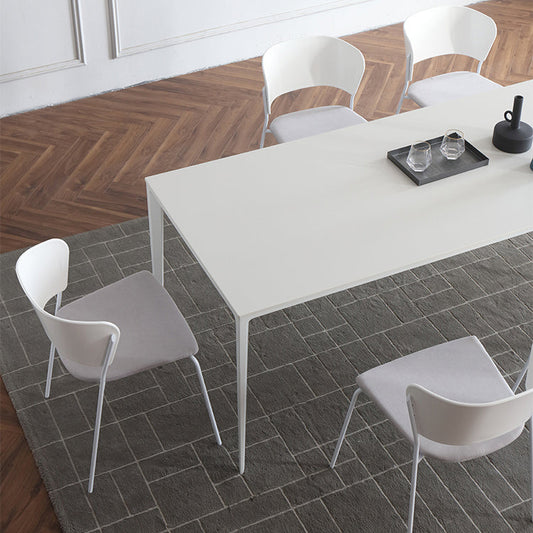 Modern Sintered Stone White Dining Set with Rectangle Tabale and Metal Base Dining Room Set Clearhalo 'Dining Room Sets' 'Dining Tables & Seating' 'dining_room_set' 'furn' 'furn_dining_room_set' 'Furniture' 'furniture_dining_room_set' 'Kitchen & Dining Furniture' 'kitchen&dining_furn' 'kitchen' 3409237