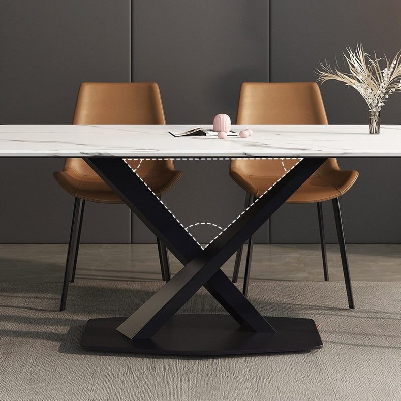 Sintered Stone Dining Room Set Contemporary with Rectangular Dining Table and Chairs Clearhalo 'Dining Room Sets' 'Dining Tables & Seating' 'dining_room_set' 'furn' 'furn_dining_room_set' 'Furniture' 'furniture_dining_room_set' 'Kitchen & Dining Furniture' 'kitchen&dining_furn' 'kitchen' 3413389