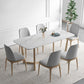 Contemporary Dining Table Set with Solid Wood Table and PU Leather Chairs with 6 Chairs Clearhalo 'Dining Room Sets' 'Dining Tables & Seating' 'dining_room_set' 'furn' 'furn_dining_room_set' 'Furniture' 'furniture_dining_room_set' 'Kitchen & Dining Furniture' 'kitchen&dining_furn' 'kitchen' 3413410