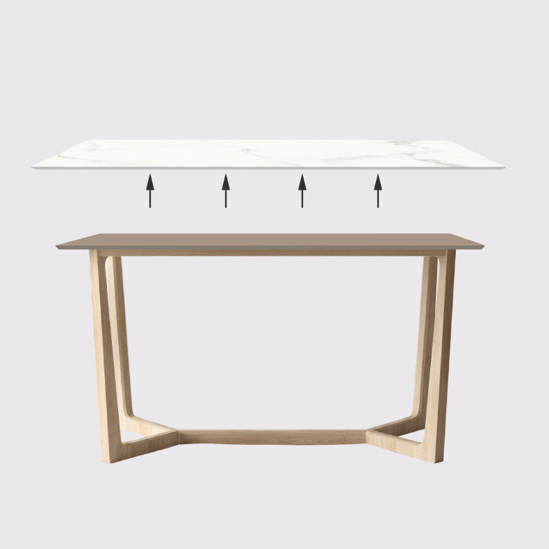 Contemporary Dining Table Set with Solid Wood Table and PU Leather Chairs Clearhalo 'Dining Room Sets' 'Dining Tables & Seating' 'dining_room_set' 'furn' 'furn_dining_room_set' 'Furniture' 'furniture_dining_room_set' 'Kitchen & Dining Furniture' 'kitchen&dining_furn' 'kitchen' 3413415