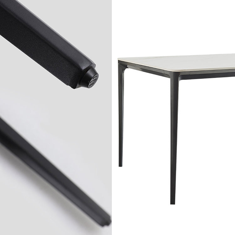 Minimalist Style Dining Table Set with Sintered Stone Table and PU Chairs Clearhalo 'Dining Room Sets' 'Dining Tables & Seating' 'dining_room_set' 'furn' 'furn_dining_room_set' 'Furniture' 'furniture_dining_room_set' 'Kitchen & Dining Furniture' 'kitchen&dining_furn' 'kitchen' 3413428