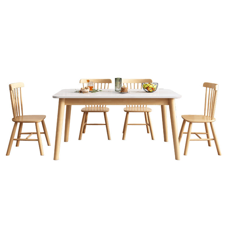 Modern Sintered Stone Dining Table¬†Set for 4/6 Dining Set with Rectangle Table and Windsor Chairs 5 Piece Set Clearhalo 'Dining Room Sets' 'Dining Tables & Seating' 'dining_room_set' 'furn' 'furn_dining_room_set' 'Furniture' 'furniture_dining_room_set' 'Kitchen & Dining Furniture' 'kitchen&dining_furn' 'kitchen' 3413441