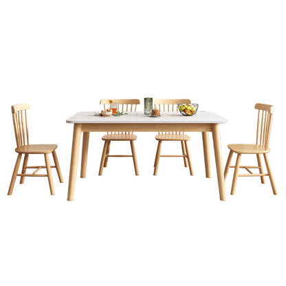 Modern Sintered Stone Dining Table¬†Set for 4/6 Dining Set with Rectangle Table and Windsor Chairs 5 Piece Set Clearhalo 'Dining Room Sets' 'Dining Tables & Seating' 'dining_room_set' 'furn' 'furn_dining_room_set' 'Furniture' 'furniture_dining_room_set' 'Kitchen & Dining Furniture' 'kitchen&dining_furn' 'kitchen' 3413441