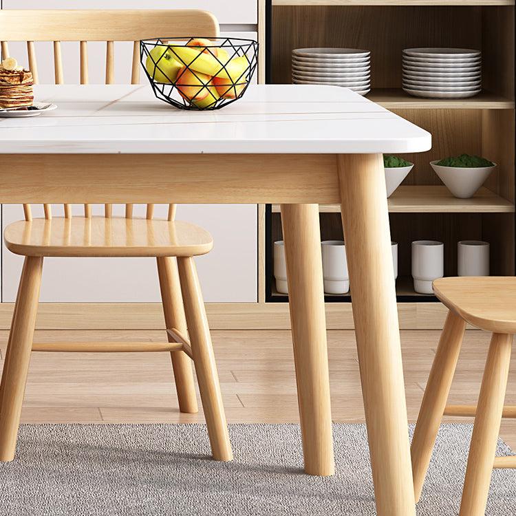 Modern Sintered Stone Dining Table¬†Set for 4/6 Dining Set with Rectangle Table and Windsor Chairs Clearhalo 'Dining Room Sets' 'Dining Tables & Seating' 'dining_room_set' 'furn' 'furn_dining_room_set' 'Furniture' 'furniture_dining_room_set' 'Kitchen & Dining Furniture' 'kitchen&dining_furn' 'kitchen' 3413443