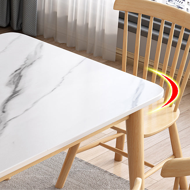 Modern Sintered Stone Dining Table¬†Set for 4/6 Dining Set with Rectangle Table and Windsor Chairs Clearhalo 'Dining Room Sets' 'Dining Tables & Seating' 'dining_room_set' 'furn' 'furn_dining_room_set' 'Furniture' 'furniture_dining_room_set' 'Kitchen & Dining Furniture' 'kitchen&dining_furn' 'kitchen' 3413444