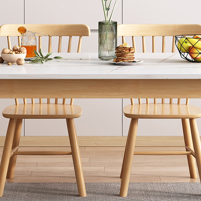 Modern Sintered Stone Dining Table¬†Set for 4/6 Dining Set with Rectangle Table and Windsor Chairs Clearhalo 'Dining Room Sets' 'Dining Tables & Seating' 'dining_room_set' 'furn' 'furn_dining_room_set' 'Furniture' 'furniture_dining_room_set' 'Kitchen & Dining Furniture' 'kitchen&dining_furn' 'kitchen' 3413445