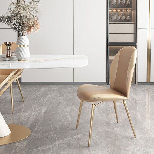 Minimalist Rectangle Dining Set for 4/6 with Glod Chairs Sintered Stone Dining Table with Metal Base Clearhalo 'Dining Room Sets' 'Dining Tables & Seating' 'dining_room_set' 'furn' 'furn_dining_room_set' 'Furniture' 'furniture_dining_room_set' 'Kitchen & Dining Furniture' 'kitchen&dining_furn' 'kitchen' 3413458