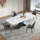 Contemporary Sintered Stone Dining Table Set of 5/7 with Rectangle Table Dining Set with Metal Base Clearhalo 'Dining Room Sets' 'Dining Tables & Seating' 'dining_room_set' 'furn' 'furn_dining_room_set' 'Furniture' 'furniture_dining_room_set' 'Kitchen & Dining Furniture' 'kitchen&dining_furn' 'kitchen' 3413468