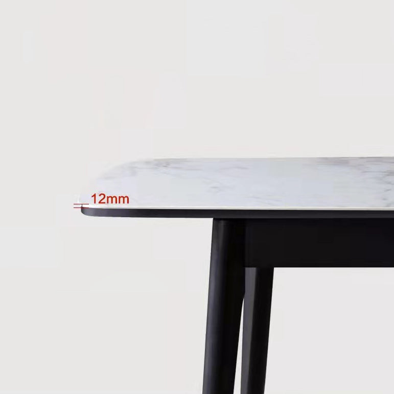 Modern Sintered Stone Table Set of 5/7 with Rectangle Table Dining Set with PU Leather Chairs Clearhalo 'Dining Room Sets' 'Dining Tables & Seating' 'dining_room_set' 'furn' 'furn_dining_room_set' 'Furniture' 'furniture_dining_room_set' 'Kitchen & Dining Furniture' 'kitchen&dining_furn' 'kitchen' 3413482