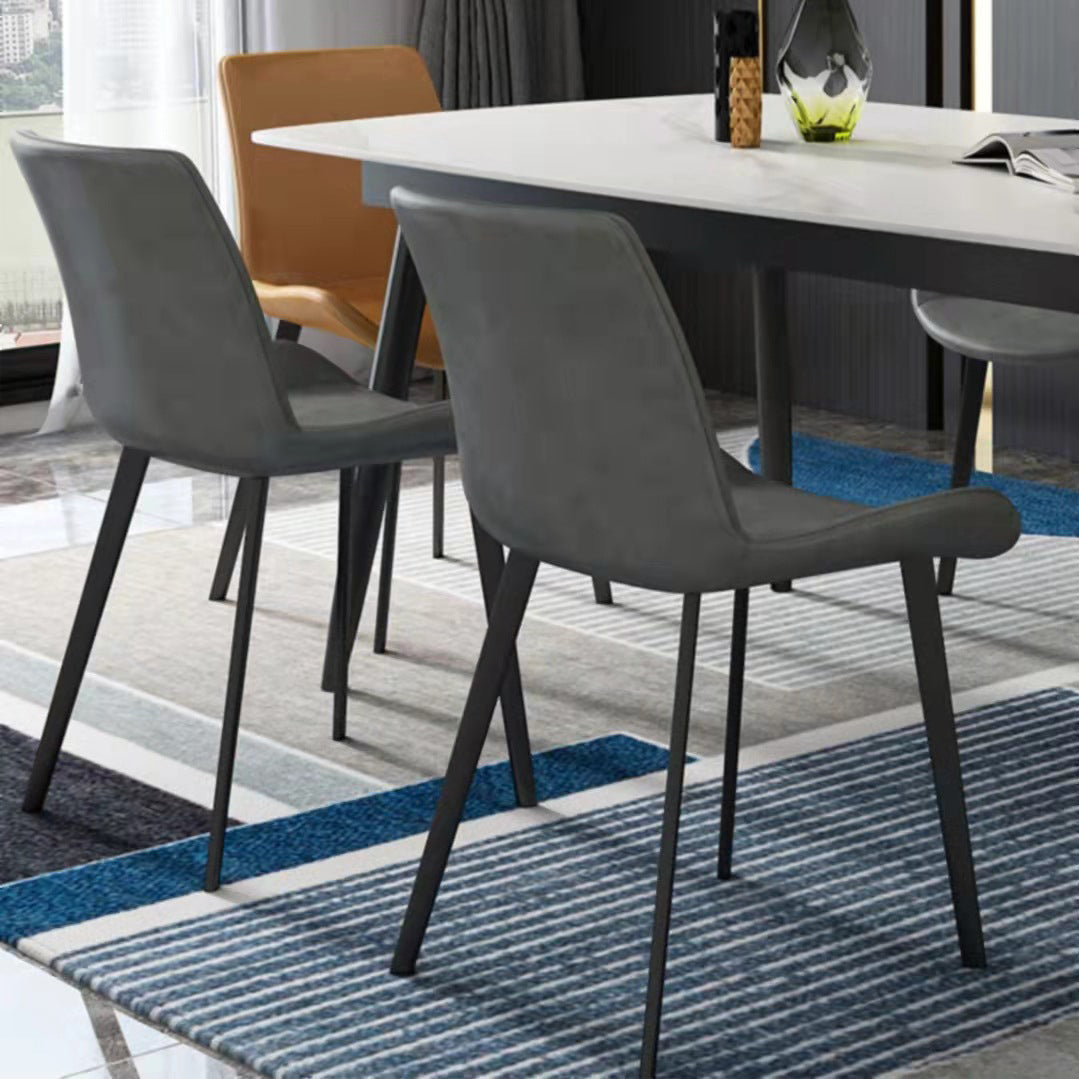 Modern Sintered Stone Table Set of 5/7 with Rectangle Table Dining Set with PU Leather Chairs Clearhalo 'Dining Room Sets' 'Dining Tables & Seating' 'dining_room_set' 'furn' 'furn_dining_room_set' 'Furniture' 'furniture_dining_room_set' 'Kitchen & Dining Furniture' 'kitchen&dining_furn' 'kitchen' 3413483