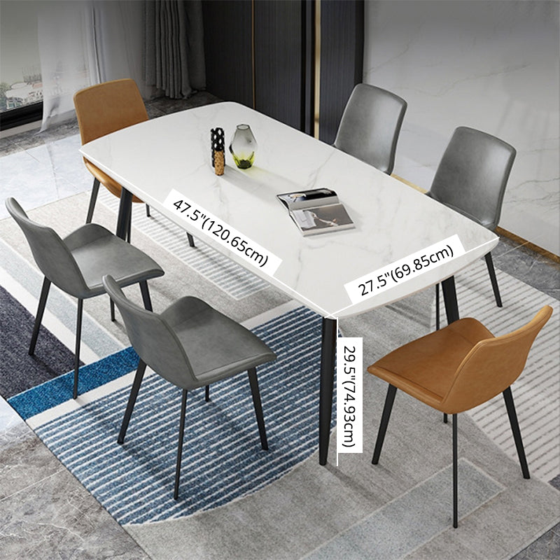 Modern Sintered Stone Table Set of 5/7 with Rectangle Table Dining Set with PU Leather Chairs Clearhalo 'Dining Room Sets' 'Dining Tables & Seating' 'dining_room_set' 'furn' 'furn_dining_room_set' 'Furniture' 'furniture_dining_room_set' 'Kitchen & Dining Furniture' 'kitchen&dining_furn' 'kitchen' 3413486