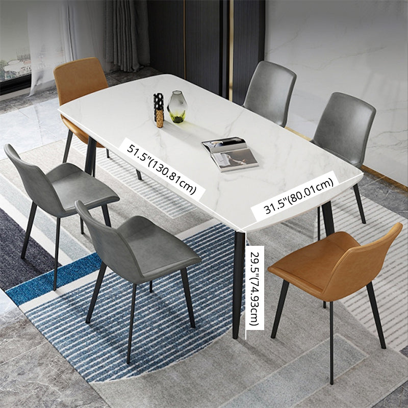 Modern Sintered Stone Table Set of 5/7 with Rectangle Table Dining Set with PU Leather Chairs Clearhalo 'Dining Room Sets' 'Dining Tables & Seating' 'dining_room_set' 'furn' 'furn_dining_room_set' 'Furniture' 'furniture_dining_room_set' 'Kitchen & Dining Furniture' 'kitchen&dining_furn' 'kitchen' 3413487