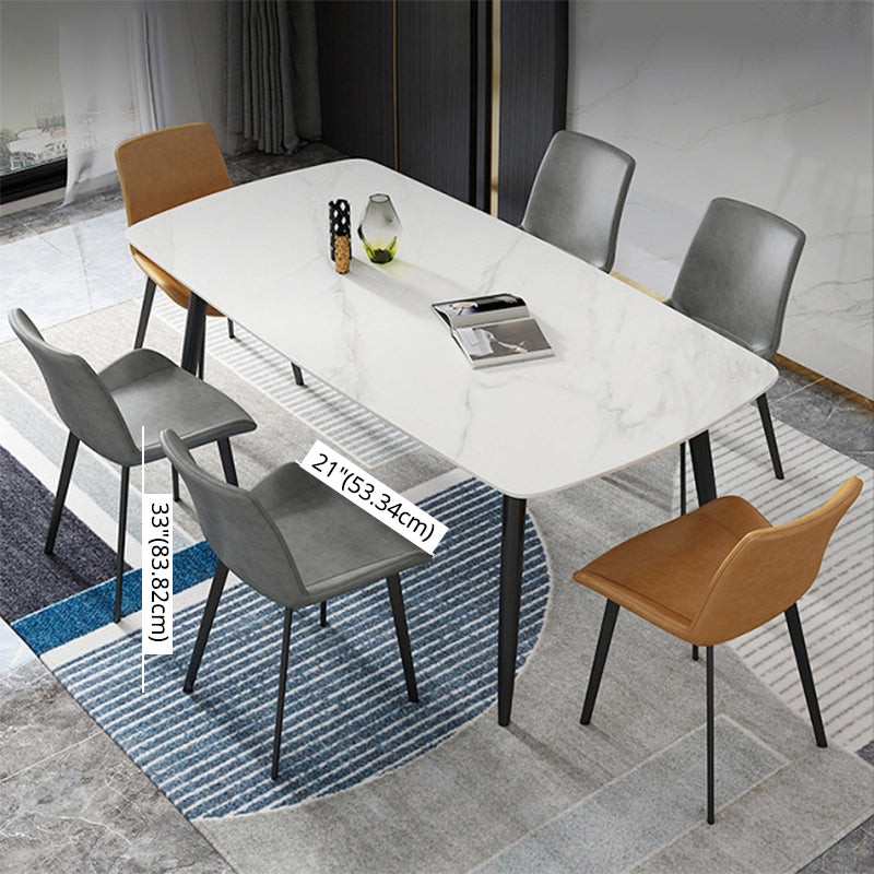 Modern Sintered Stone Table Set of 5/7 with Rectangle Table Dining Set with PU Leather Chairs Clearhalo 'Dining Room Sets' 'Dining Tables & Seating' 'dining_room_set' 'furn' 'furn_dining_room_set' 'Furniture' 'furniture_dining_room_set' 'Kitchen & Dining Furniture' 'kitchen&dining_furn' 'kitchen' 3413490
