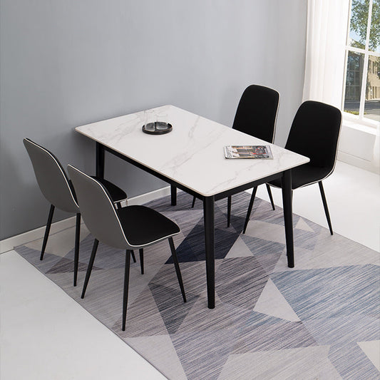 Minimalist Sintered Stone Dining Set with Rectangle Table and Wooden Base Table Set for Restaurant Clearhalo 'Dining Room Sets' 'Dining Tables & Seating' 'dining_room_set' 'furn' 'furn_dining_room_set' 'Furniture' 'furniture_dining_room_set' 'Kitchen & Dining Furniture' 'kitchen&dining_furn' 'kitchen' 3413493