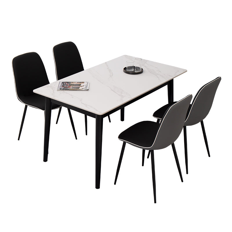 Minimalist Sintered Stone Dining Set with Rectangle Table and Wooden Base Table Set for Restaurant Clearhalo 'Dining Room Sets' 'Dining Tables & Seating' 'dining_room_set' 'furn' 'furn_dining_room_set' 'Furniture' 'furniture_dining_room_set' 'Kitchen & Dining Furniture' 'kitchen&dining_furn' 'kitchen' 3413495