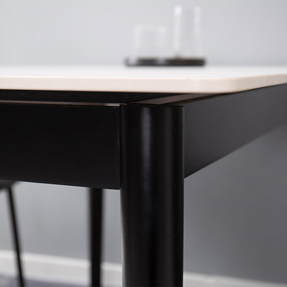 Minimalist Sintered Stone Dining Set with Rectangle Table and Wooden Base Table Set for Restaurant Clearhalo 'Dining Room Sets' 'Dining Tables & Seating' 'dining_room_set' 'furn' 'furn_dining_room_set' 'Furniture' 'furniture_dining_room_set' 'Kitchen & Dining Furniture' 'kitchen&dining_furn' 'kitchen' 3413498