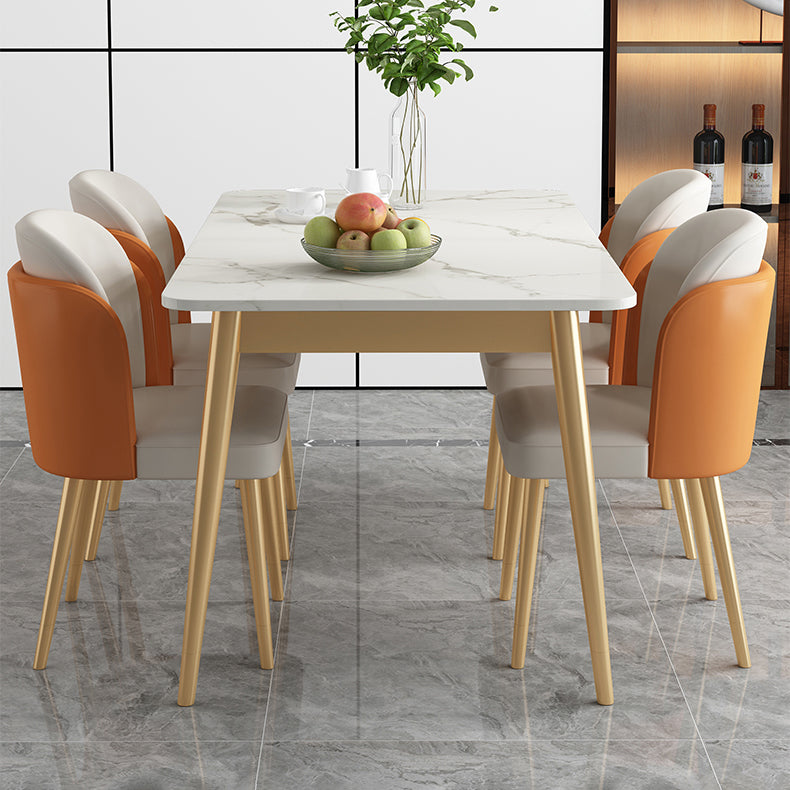 Modern Style Sintered Stone Standard Dining Set White Kitchen Dining Set with 4 Legs Base Clearhalo 'Dining Room Sets' 'Dining Tables & Seating' 'dining_room_set' 'furn' 'furn_dining_room_set' 'Furniture' 'furniture_dining_room_set' 'Kitchen & Dining Furniture' 'kitchen&dining_furn' 'kitchen' 3413506
