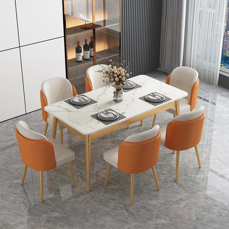 Modern Style Sintered Stone Standard Dining Set White Kitchen Dining Set with 4 Legs Base Clearhalo 'Dining Room Sets' 'Dining Tables & Seating' 'dining_room_set' 'furn' 'furn_dining_room_set' 'Furniture' 'furniture_dining_room_set' 'Kitchen & Dining Furniture' 'kitchen&dining_furn' 'kitchen' 3413508