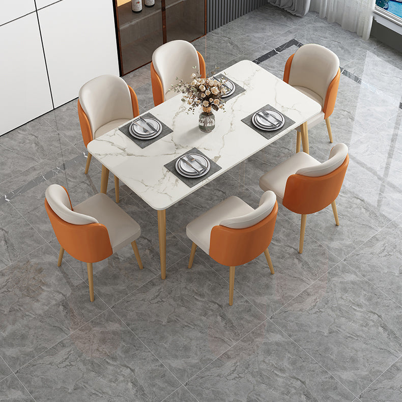 Modern Style Sintered Stone Standard Dining Set White Kitchen Dining Set with 4 Legs Base Clearhalo 'Dining Room Sets' 'Dining Tables & Seating' 'dining_room_set' 'furn' 'furn_dining_room_set' 'Furniture' 'furniture_dining_room_set' 'Kitchen & Dining Furniture' 'kitchen&dining_furn' 'kitchen' 3413510