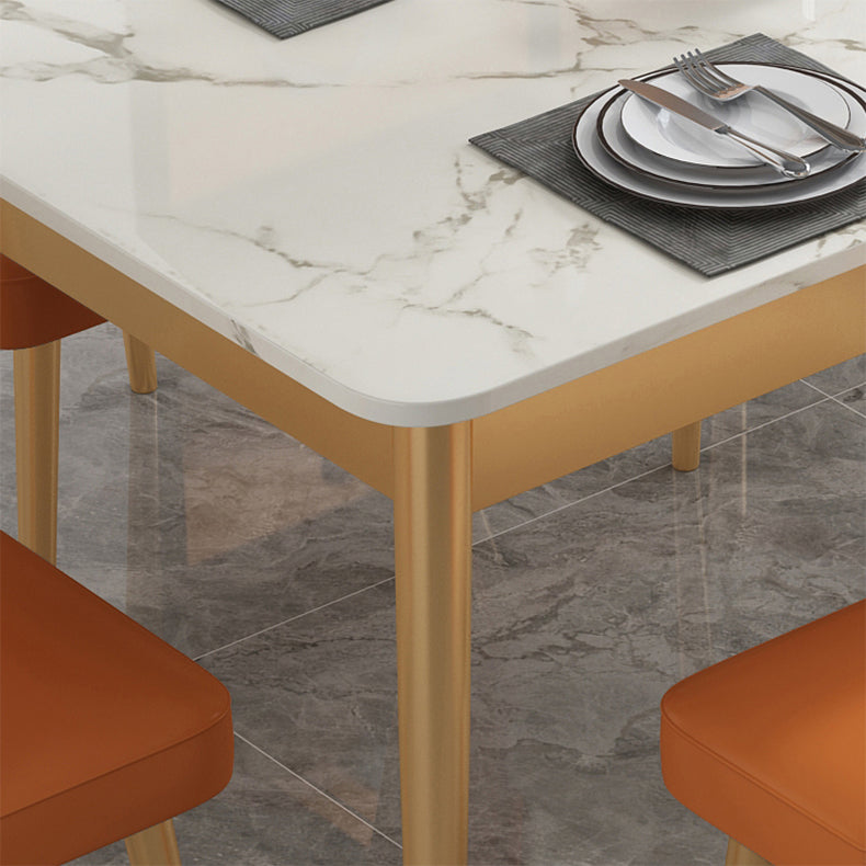 Modern Style Sintered Stone Standard Dining Set White Kitchen Dining Set with 4 Legs Base Clearhalo 'Dining Room Sets' 'Dining Tables & Seating' 'dining_room_set' 'furn' 'furn_dining_room_set' 'Furniture' 'furniture_dining_room_set' 'Kitchen & Dining Furniture' 'kitchen&dining_furn' 'kitchen' 3413512