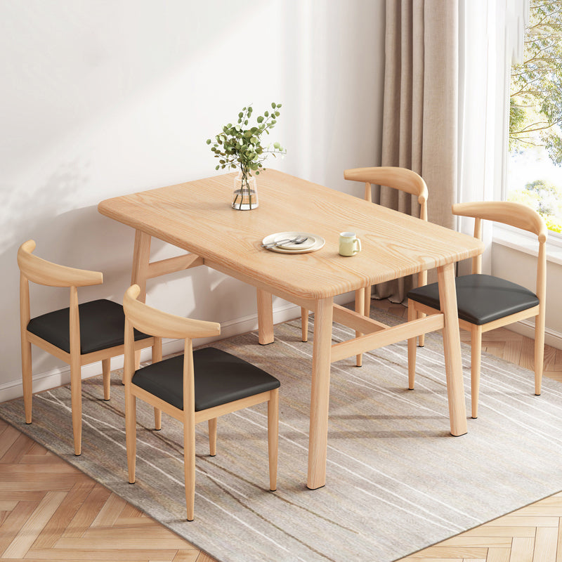 Modern MDF Top Rectangle Shape Dining Set Standard Brown Dining Set With 4 Legs Table Wood with 4 Chairs Clearhalo 'Dining Room Sets' 'Dining Tables & Seating' 'dining_room_set' 'furn' 'furn_dining_room_set' 'Furniture' 'furniture_dining_room_set' 'Kitchen & Dining Furniture' 'kitchen&dining_furn' 'kitchen' 3413521