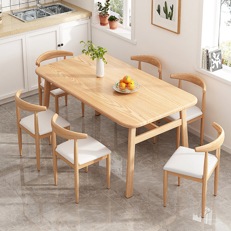 Contemporary Light Brown MDF Top Dining Set Rectangle Shape Kitchen Dining Set with 4 Legs Base Clearhalo 'Dining Room Sets' 'Dining Tables & Seating' 'dining_room_set' 'furn' 'furn_dining_room_set' 'Furniture' 'furniture_dining_room_set' 'Kitchen & Dining Furniture' 'kitchen&dining_furn' 'kitchen' 3413539
