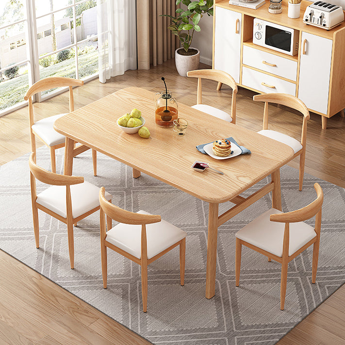 Contemporary Light Brown MDF Top Dining Set Rectangle Shape Kitchen Dining Set with 4 Legs Base Clearhalo 'Dining Room Sets' 'Dining Tables & Seating' 'dining_room_set' 'furn' 'furn_dining_room_set' 'Furniture' 'furniture_dining_room_set' 'Kitchen & Dining Furniture' 'kitchen&dining_furn' 'kitchen' 3413549