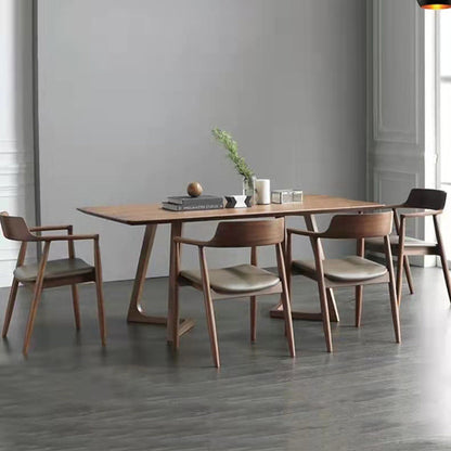 Minimalist Style Solid Wood Top Dining Table Set of Rectangle Shape Formal Dinette Set Clearhalo 'Dining Room Sets' 'Dining Tables & Seating' 'dining_room_set' 'furn' 'furn_dining_room_set' 'Furniture' 'furniture_dining_room_set' 'Kitchen & Dining Furniture' 'kitchen&dining_furn' 'kitchen' 3413561