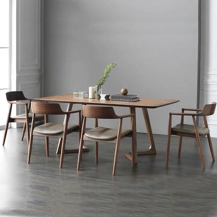Minimalist Style Solid Wood Top Dining Table Set of Rectangle Shape Formal Dinette Set Clearhalo 'Dining Room Sets' 'Dining Tables & Seating' 'dining_room_set' 'furn' 'furn_dining_room_set' 'Furniture' 'furniture_dining_room_set' 'Kitchen & Dining Furniture' 'kitchen&dining_furn' 'kitchen' 3413562