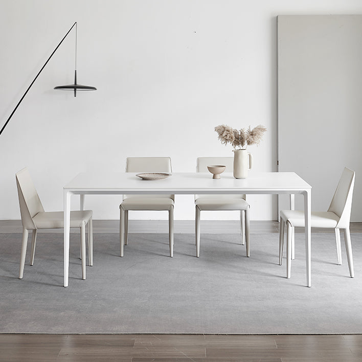 Modern Sintered Stone Table Set of 5/7 with Rectangle Table Dining Set with White Chairs 5 Piece Set Clearhalo 'Dining Room Sets' 'Dining Tables & Seating' 'dining_room_set' 'furn' 'furn_dining_room_set' 'Furniture' 'furniture_dining_room_set' 'Kitchen & Dining Furniture' 'kitchen&dining_furn' 'kitchen' 3413598